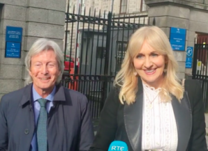 Miriam O'Callaghan & Solicitor Paul Tweed outside the Four Courts.